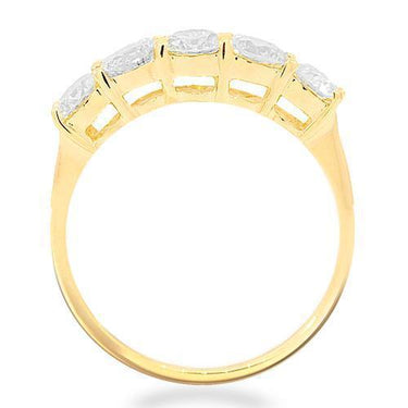 14K Yellow Solid Gold Womens Five Stone Diamond Anniversary Ring 1.03 Ctw